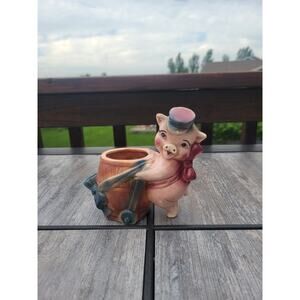 Vintage Pig & Barrel Succulent Planter, Ceramic Pottery